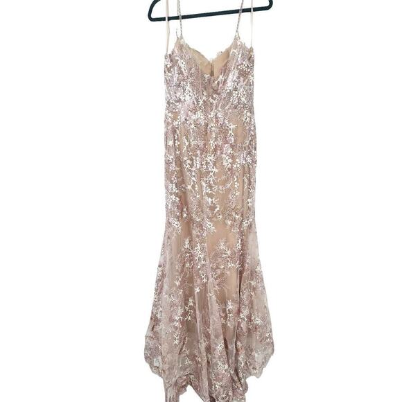 Mac Duggal Sequin Floral Corset Bodice Mesh Trumpet Gown Dress Size 10 NWT - Picture 7 of 12